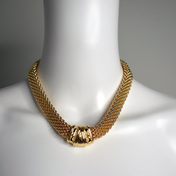 VINTAGE 60s GOLD PLATED COLLAR CHOKER NECKLACE ✨ - Picture 2 of 3